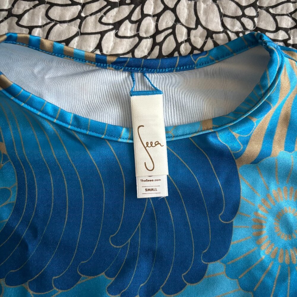NWT Seea Palomar Crop Rashguard - Blue, Size S - Picture 4 of 8